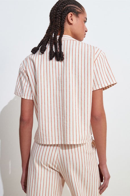 Dames Linnen Gemengde Korte Mouwen Shirt - Image 2