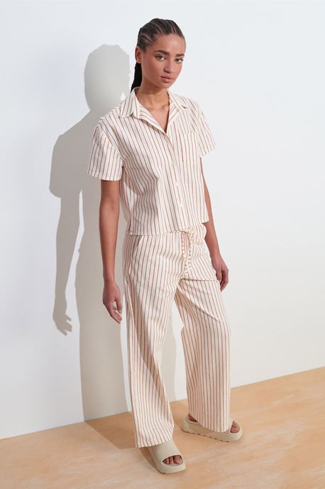 Dames Linnen Gemengde Korte Mouwen Shirt - Image 3