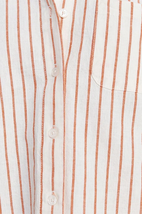 Dames Linnen Gemengde Korte Mouwen Shirt - Image 4