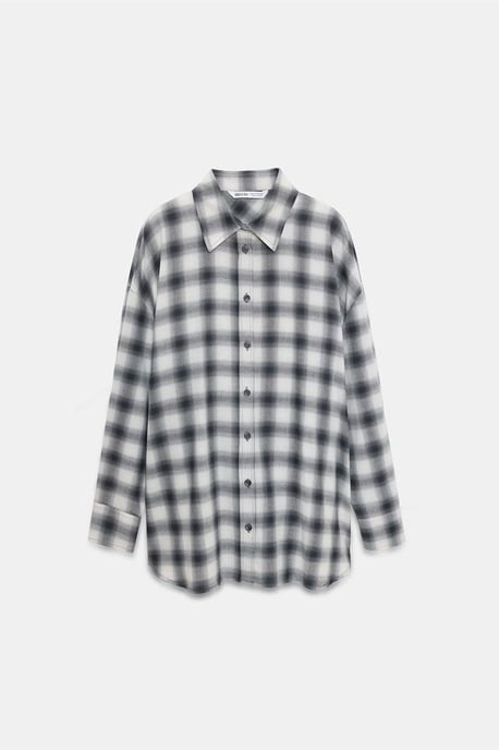 Overmaatse Geruite Langemouwen Shirt - Image 3