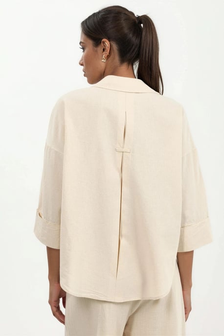 Oversized Linnenmix Knop-Up Shirt - Image 2