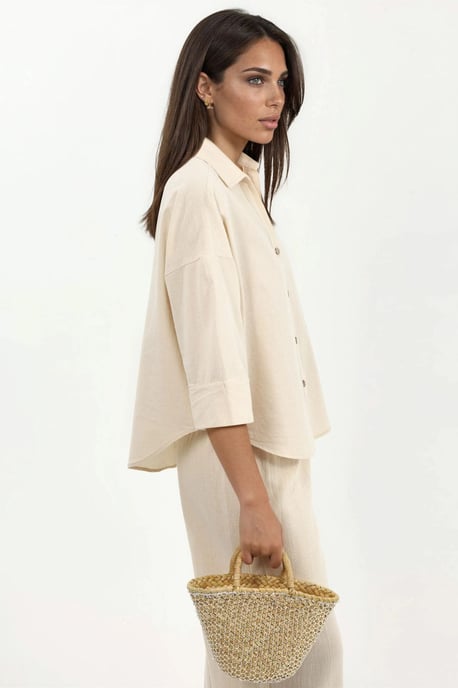 Oversized Linnenmix Knop-Up Shirt - Image 3