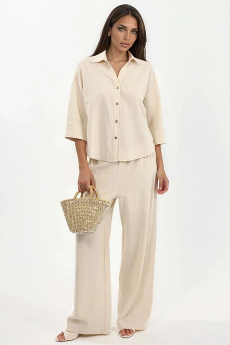 Oversized Linnenmix Knop-Up Shirt - Image 4