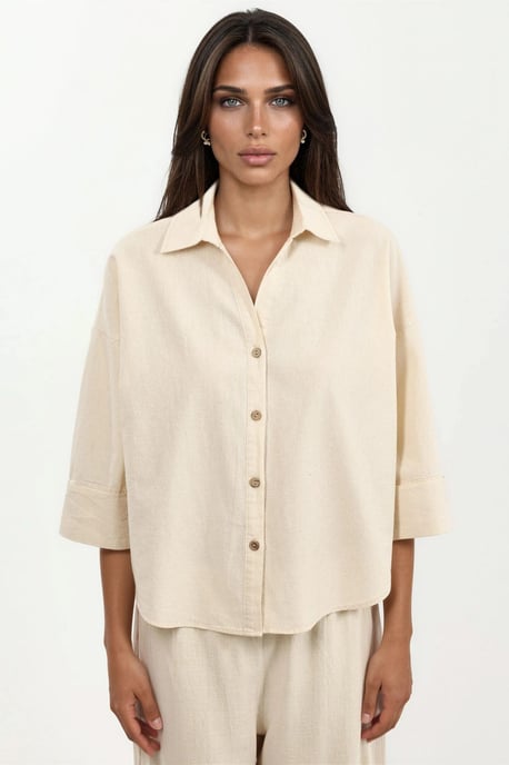 Oversized Linnenmix Knop-Up Shirt - Image 6