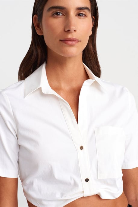 Women's Cropped Poplin Shirt - Image 3
