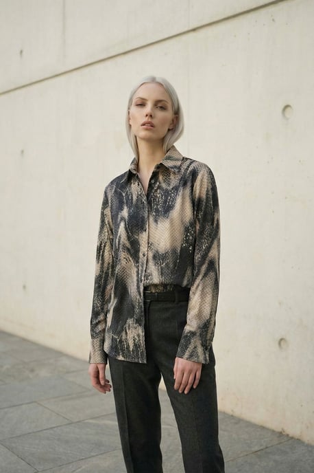 Vrouwen Abstracte Velours Geweven Blouse - Image 2