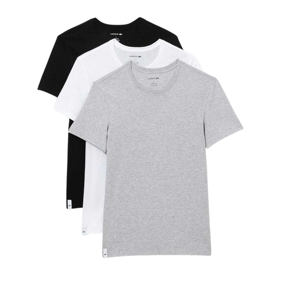 Lacoste Mens Essentials Crew Neck Regular T-Shirt (Pack of 3) (White/Silver/Black) - Image 2