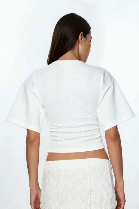 Ronde Hals Effen Katoen-Lycra T-Shirt - Image 3