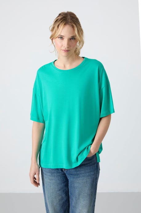 Oversized Katoen-Modal Crew Neck T-Shirt - Image 5