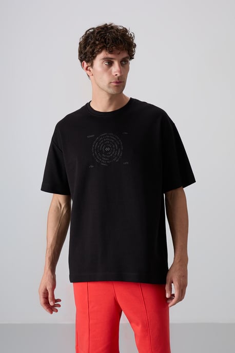 Oversized Katoenmix Crewneck T-Shirt - Image 1