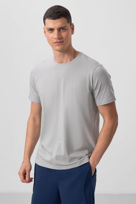 Herr T-shirt i bomull och elastan med rund halsringning - Image 2