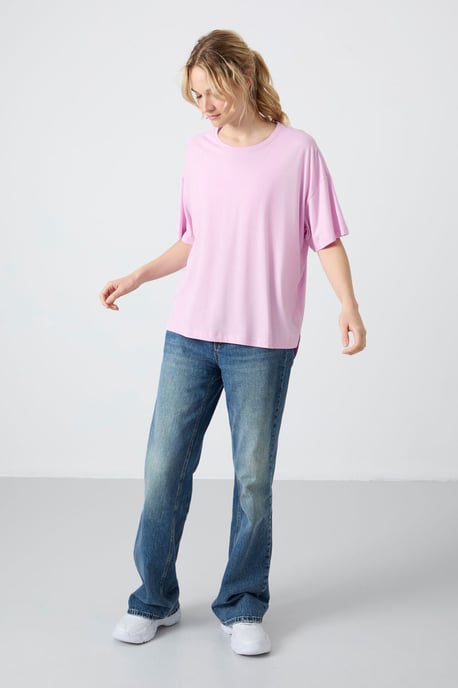 Oversized Katoen-Modal Rundhals T-Shirt - Image 2