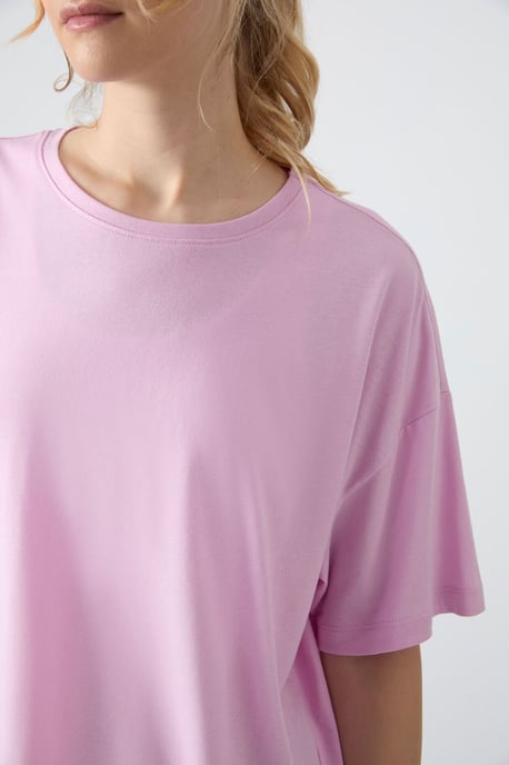 Oversized Katoen-Modal Rundhals T-Shirt - Image 3