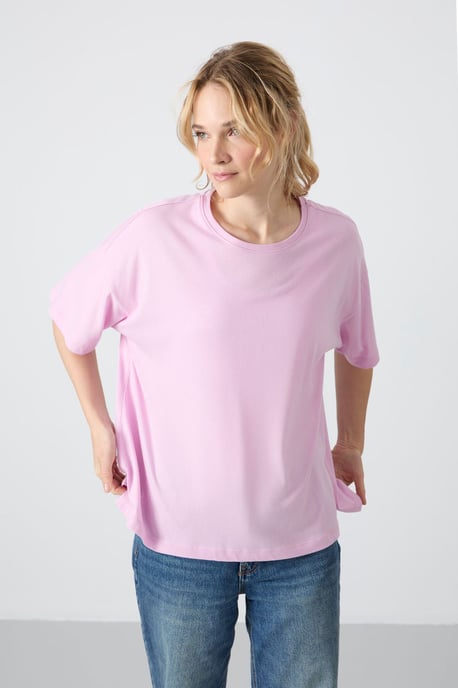 Oversized Katoen-Modal Rundhals T-Shirt - Image 5