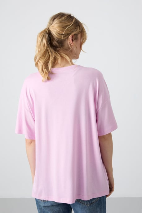 Oversized Katoen-Modal Rundhals T-Shirt - Image 6