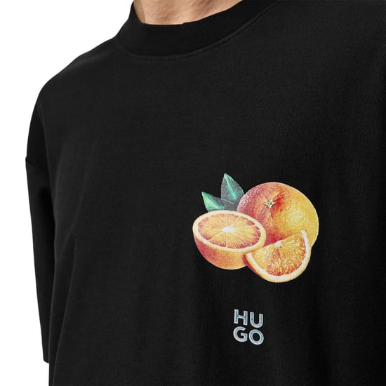 Hugo Heren Oranje Crew Neck Regular T-shirt (Zwart) - Image 3