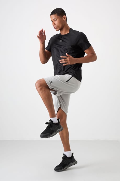 Heren Effen Polyester Ronde Hals T-shirt - Image 3