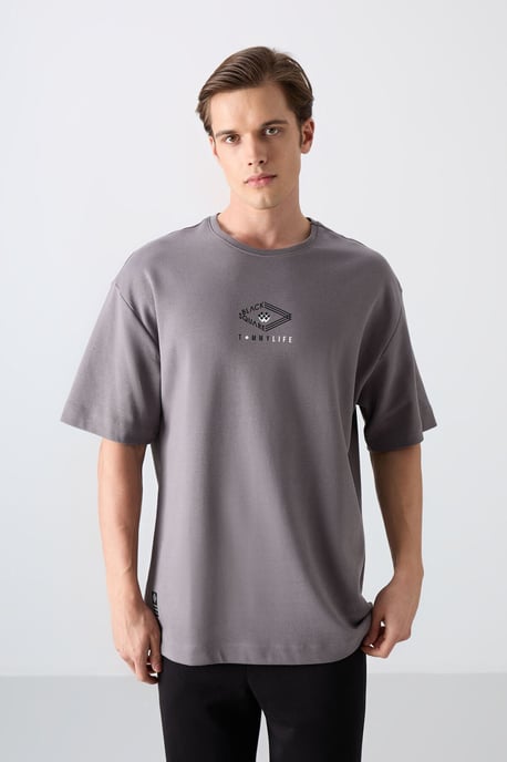 Oversized T-shirt i bomullsblandning med logga - Image 1