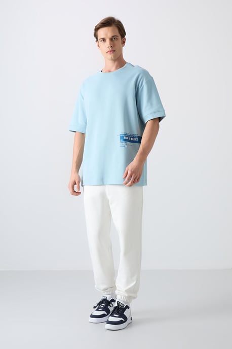 Överdimensionerad T-shirt med bomullsblandning och rundad hals - Image 4