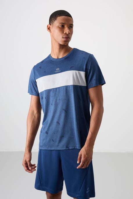 Mäns Färgblockerad Rundhalsad T-shirt - Image 2