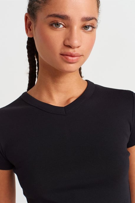 Slim Fit Katoenen V-hals T-Shirt - Image 3