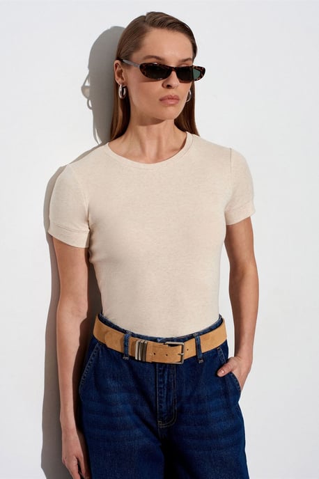Dames Slim Fit Crew Neck T-Shirt - Image 2