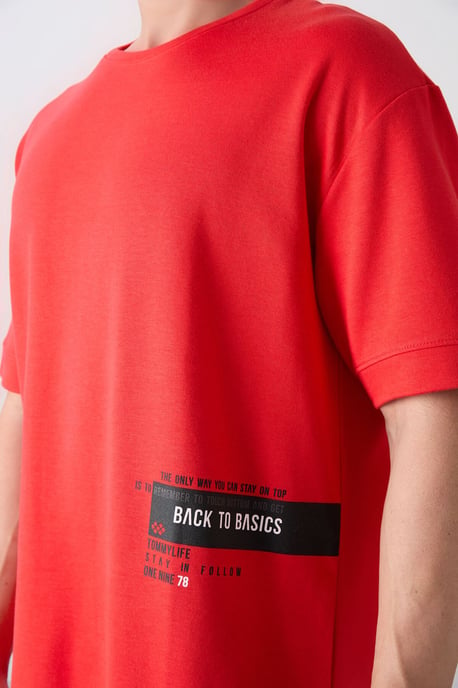 Överdimensionerad t-shirt i bomullsblandning med rund hals - Image 3