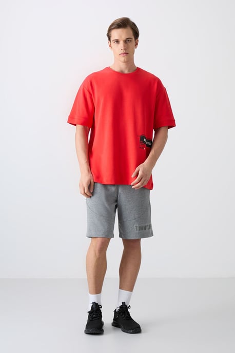 Överdimensionerad t-shirt i bomullsblandning med rund hals - Image 4