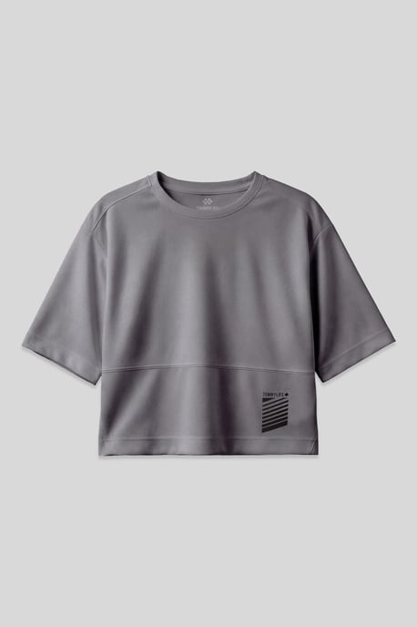 Oversized polyester t-shirt met ronde hals en zak - Image 1