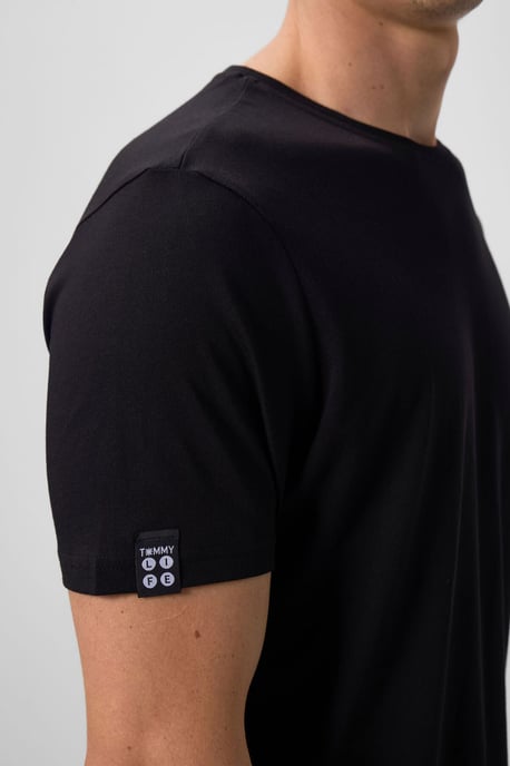 Herr T-shirt i bomull och elastan med rund halsringning - Image 4