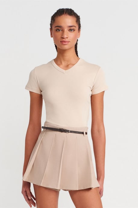 Slim Fit Katoenen V-hals T-shirt - Image 1