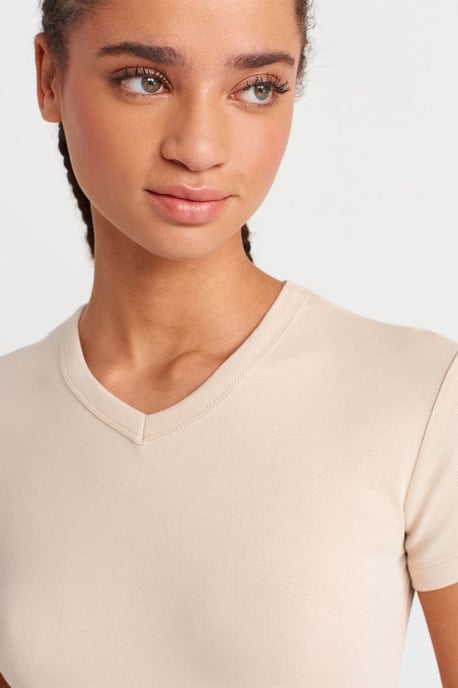 Slim Fit Katoenen V-hals T-shirt - Image 3