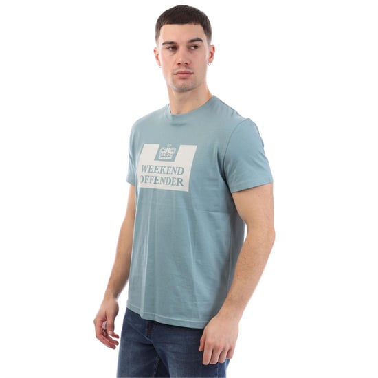 Weekend Offender Heren McMoney Box Logo T-Shirt (Lichtblauw) - Image 3