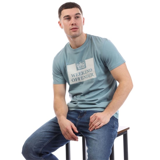 Weekend Offender Heren McMoney Box Logo T-Shirt (Lichtblauw) - Image 4