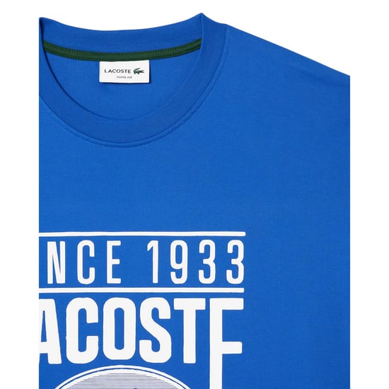 Lacoste Heren Zwaar Katoenen T-Shirt (Blauw) - Image 3