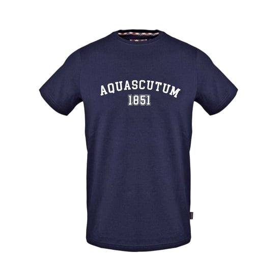 Aquascutum Mens Arched Logo Crew Neck T-Shirt (Navy) - Image 1