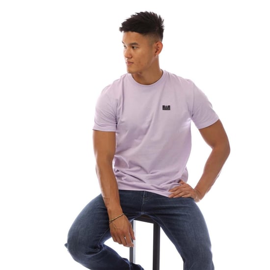 Weekend Offender Heren T-shirt Bridgetown, effen met logo, normale pasvorm (Lila) - Image 4