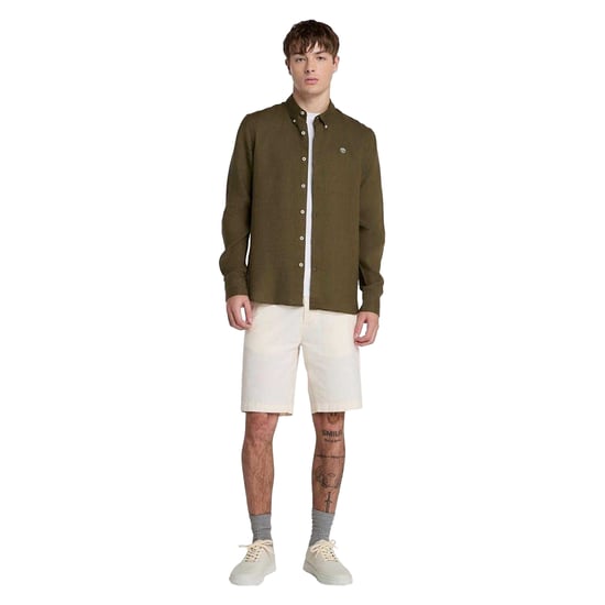 Timberland Heren Linnen Relaxed Fit Overhemd (Bladgroen) - Image 1