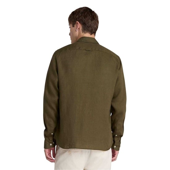 Timberland Heren Linnen Relaxed Fit Overhemd (Bladgroen) - Image 3