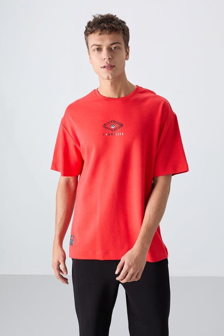 Överdimensionerad T-shirt i bomullsblandning med logotyp - Image 1