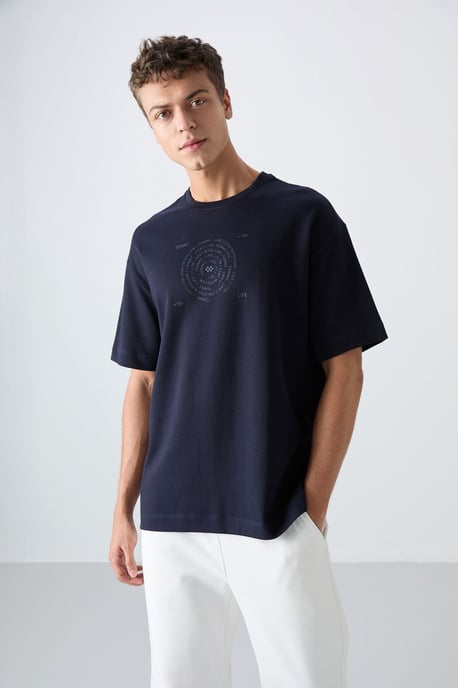 Oversized bomullsblandning crew neck t-shirt - Image 1