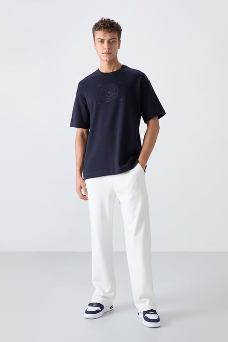 Oversized bomullsblandning crew neck t-shirt - Image 2