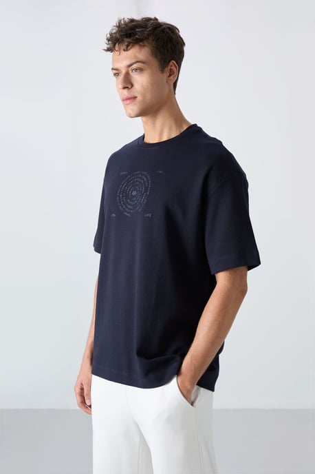 Oversized bomullsblandning crew neck t-shirt - Image 4