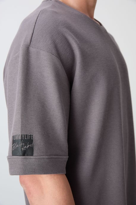 Heren Oversized Crew Neck T-Shirt Met Patch - Image 3