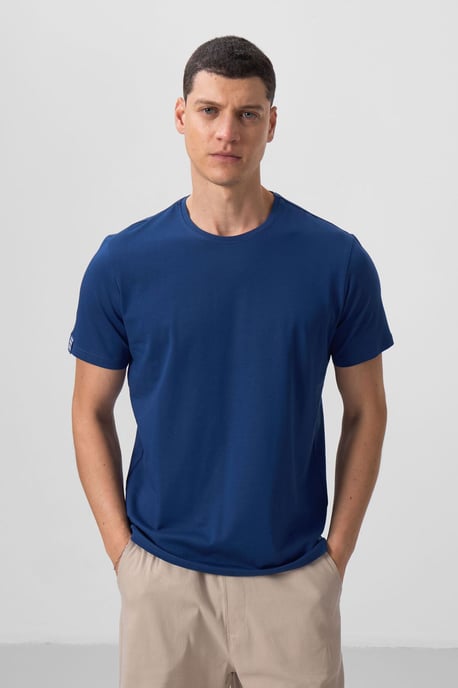 Herr T-shirt i bomull och elastan med rund halsringning - Image 1