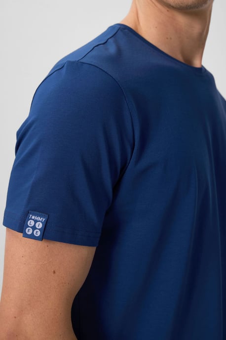 Herr T-shirt i bomull och elastan med rund halsringning - Image 4