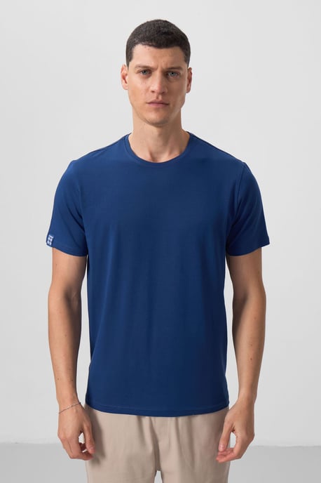 Herr T-shirt i bomull och elastan med rund halsringning - Image 5