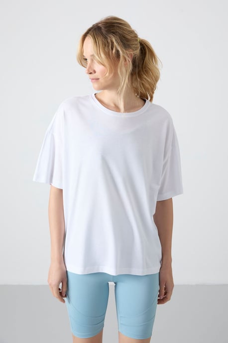 Oversized Katoen-Modal T-shirt met Ronde Hals - Image 3
