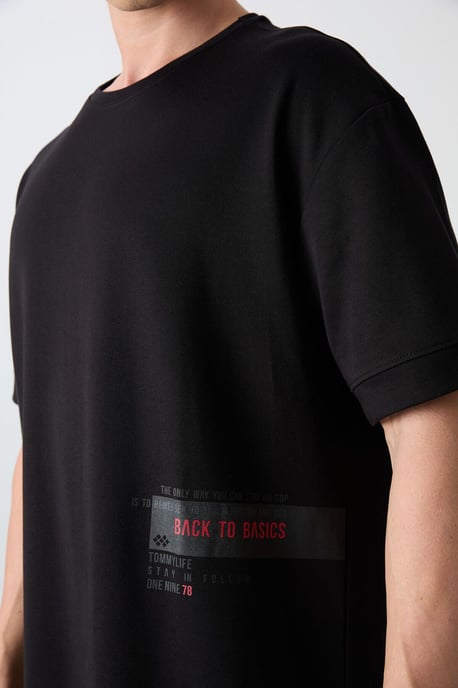 Översized T-shirt i bomullsblandning med rund hals keur - Image 3