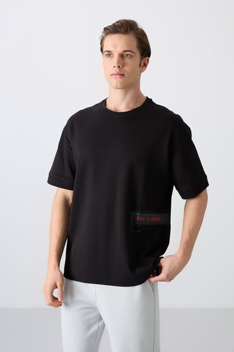 Översized T-shirt i bomullsblandning med rund hals keur - Image 4